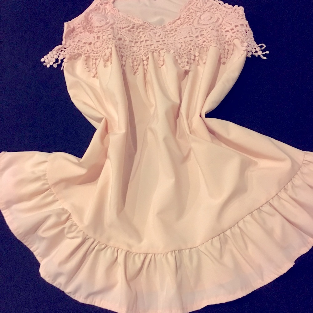 Pale Pink tank blouse with Lace top new - Picture 5 of 7